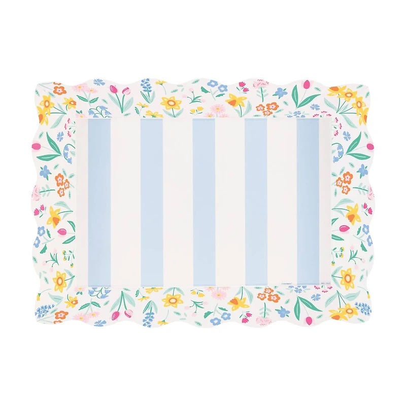 Floral Wavy Serving Tray, 10x14 in