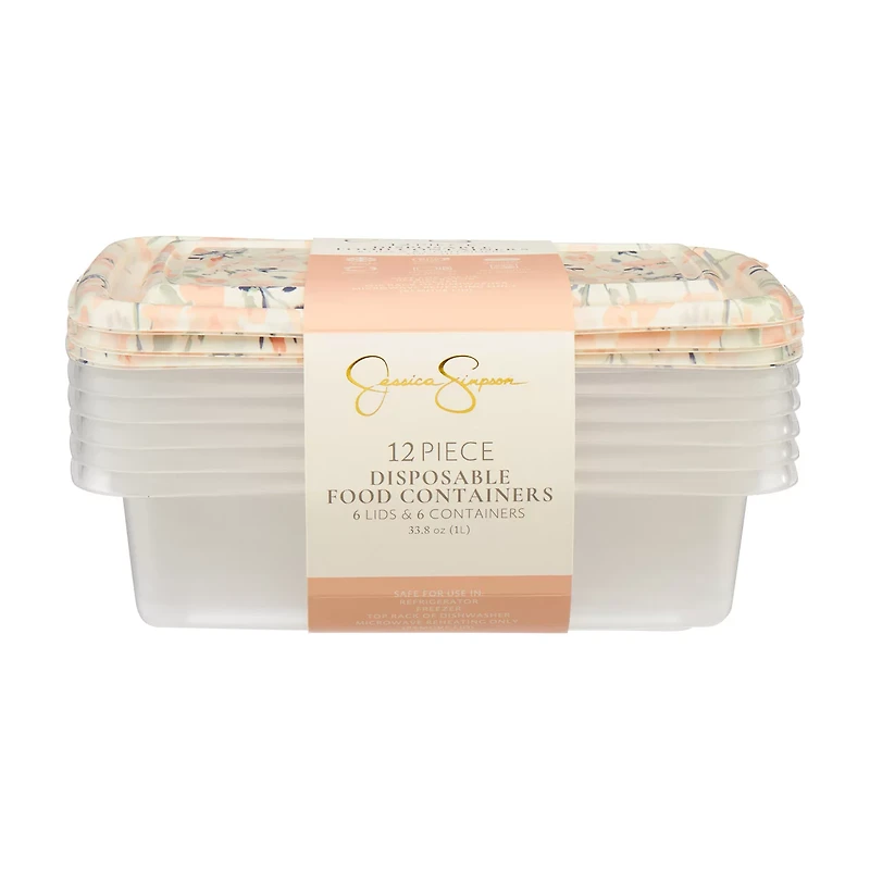 Jessica Simpson Floral Pattern Disposable Food Container Set, 12 pk