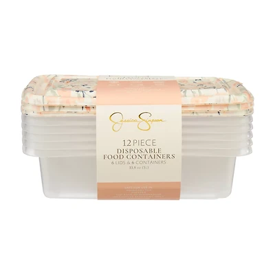 Jessica Simpson Floral Pattern Disposable Food Container Set, 12 pk