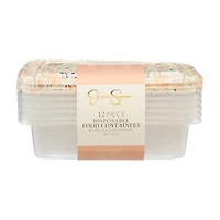 Jessica Simpson Floral Pattern Disposable Food Container Set, 12 pk