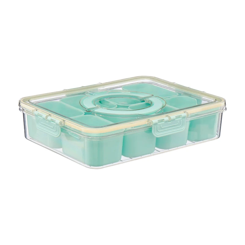 Jessica Simpson On-the-Go 8-Compartment Mint Green Snackle Box Food Storage Cont