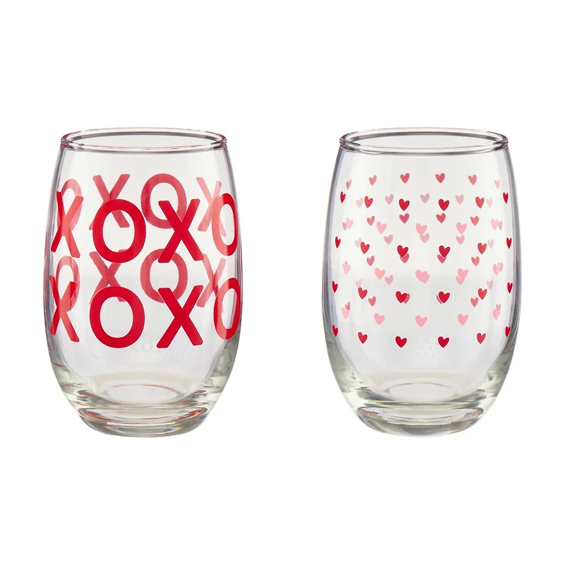 XO Stemless Glasses, Set of 2