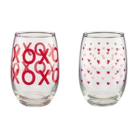 XO Stemless Glasses, Set of 2