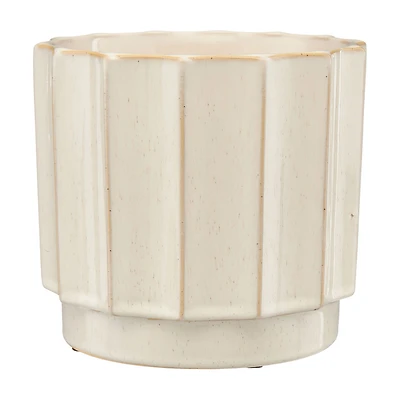 White Ceramic Hexagon Garden Planter, Medium