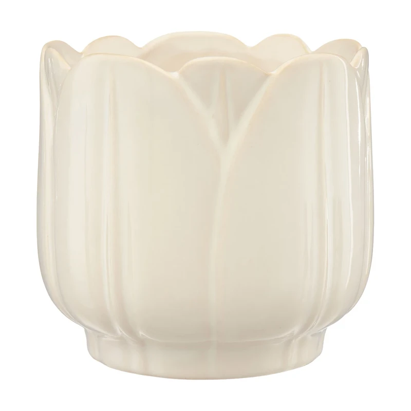 Off-White Ceramic Tulip Planter, Large