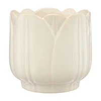 Off-White Ceramic Tulip Planter, Large