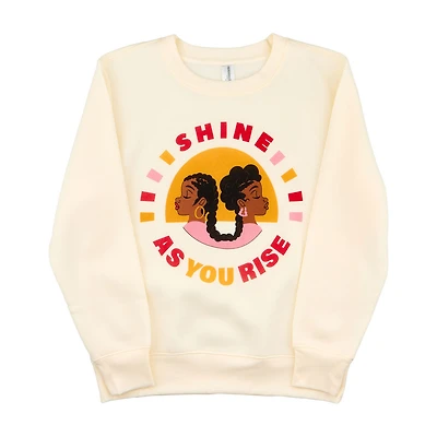 "Shine As You Rise" Black History Month Women's Cream Fleece Crew Sweatshirt, X-