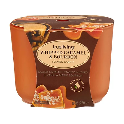 True Living Scented Candle, Whipped Caramel & Bourbon, 8 oz