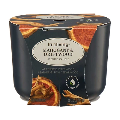 True Living Scented Candle, Mahogany & Driftwood, 8 oz