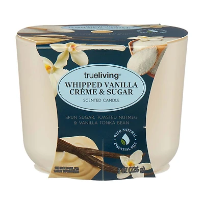 True Living Scented Candle, Whipped Vanilla Crème & Sugar, 8 oz