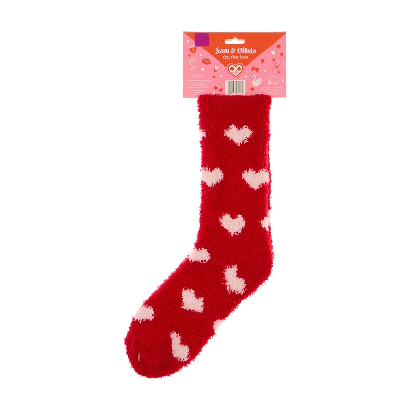 Sam & Olivia Valentine's Day Cozy Crew Socks, Assorted