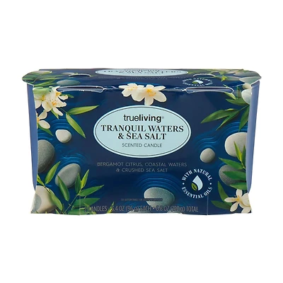 True Living Scented Candle, Tranquil Waters & Sea Salt, 2 ct, 6.8 oz
