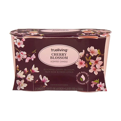 True Living Scented Candle, Cherry Blossom, 2 ct, 6.8 oz