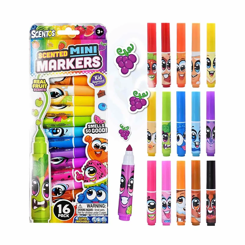 Scentos Scented Mini Markers, 16 ct, Ages 3+