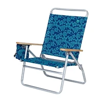 Blue Tropical Floral Folding Beach Chair