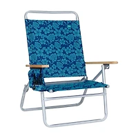Blue Tropical Floral Folding Beach Chair