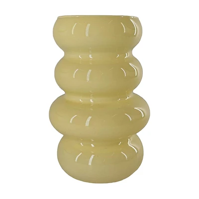 Stacked Disks Yellow Vase, 6.7 in
