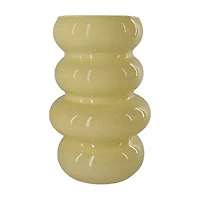 Stacked Disks Yellow Vase, 6.7 in
