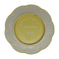 Yellow Flower-shaped Ceramic Photo Frame, 4 in x 4 in Photo