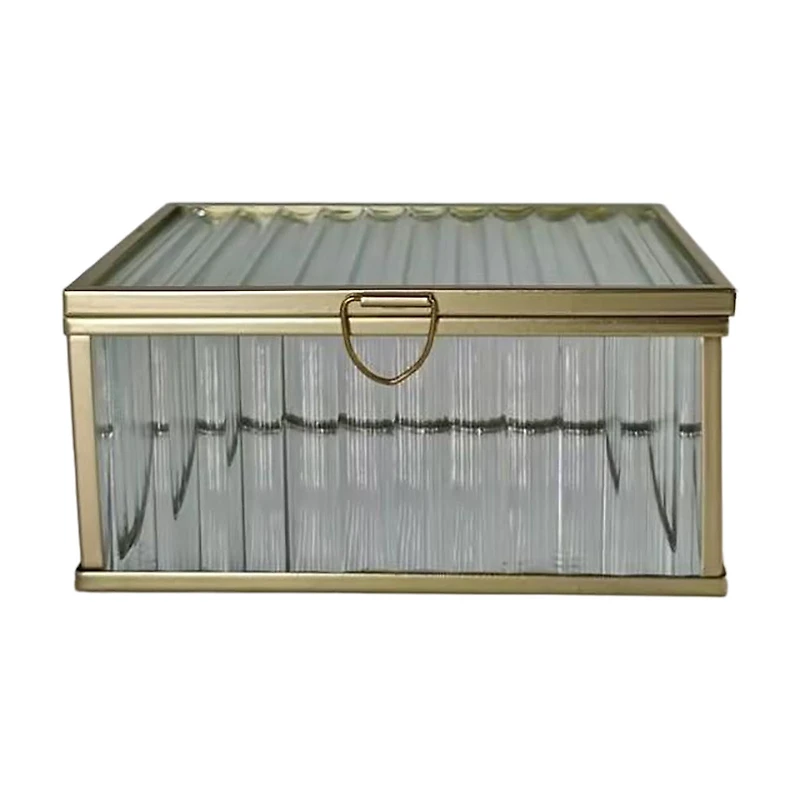 Small Transparent Glass Trinket Box, 4 in x 6 in x 2.5 in