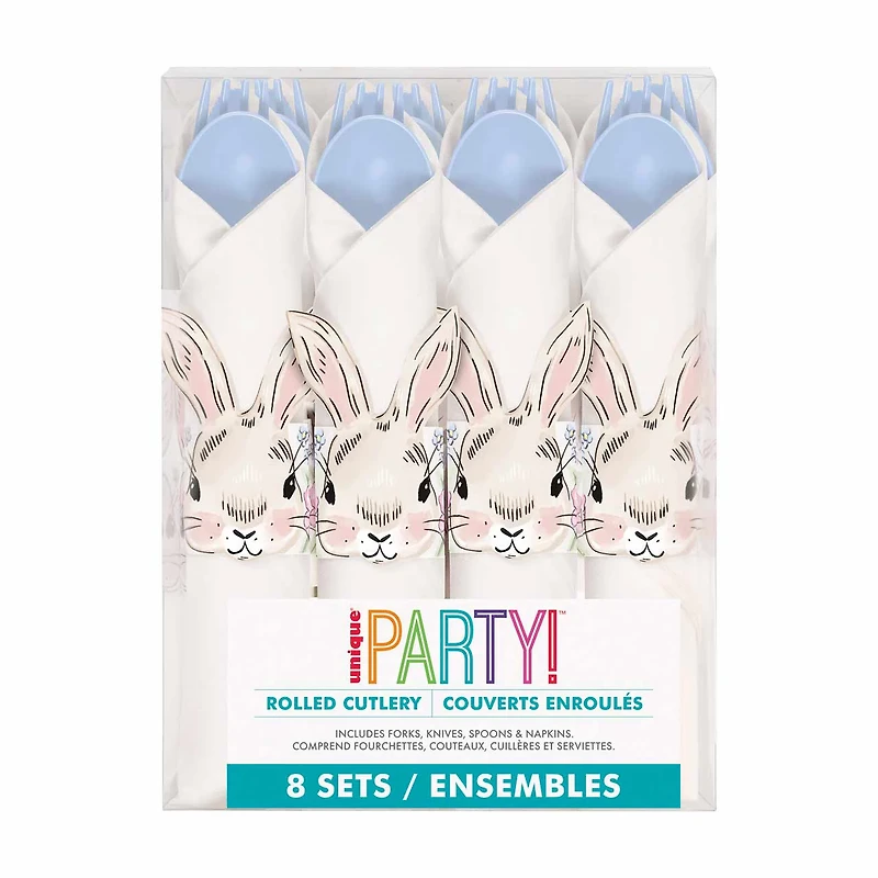 Unique Party Traditional Easter Rolled Cutlery Set, 8 ct