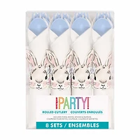 Unique Party Traditional Easter Rolled Cutlery Set, 8 ct