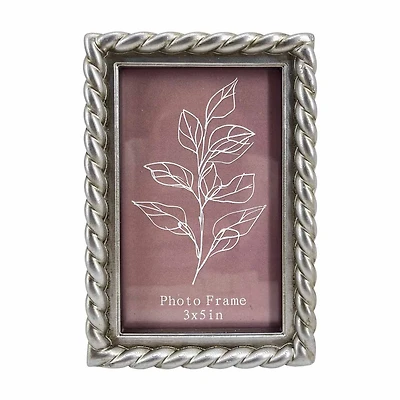 Resin Spiral Pattern Silver Photo Frame, 3 in x 5 in Photo