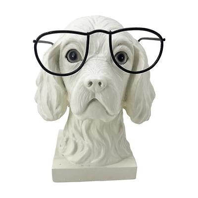 Resin Dog Head with Glasses Decoration