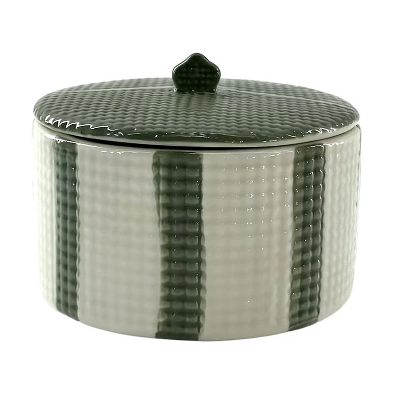 Striped Ceramic Storage Jar, 4 in