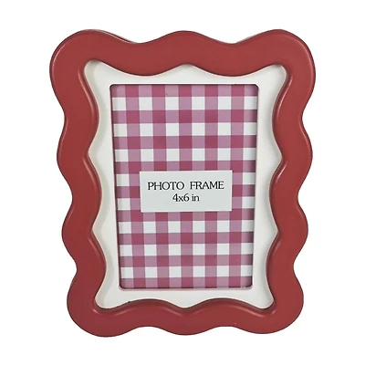 Wavy Edge Red Photo Frame, 4 in x 6 in Photo