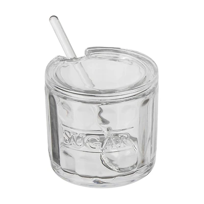 Glass Sugar Container Jar with Lid & Spoon