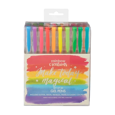 Rainbow Creations Set of Gel pens, 60 pk, Assorted Colors