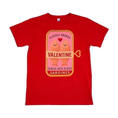 Valentine's Day Unisex Cute 'Closely Packed' Sardine Adult T-Shirt, Large