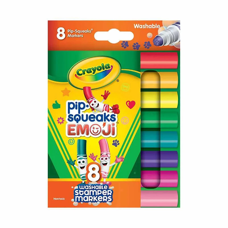 Crayola Pip-Squeaks Emoji Washable Stamper Markers, 8 ct