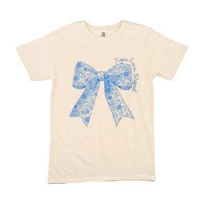 Easter Ladies Blue Bow Tee, Medium