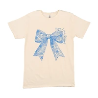 Easter Ladies Blue Bow Tee, Medium