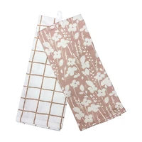Floral Tan Dish Towels, 18 in x 28 in
