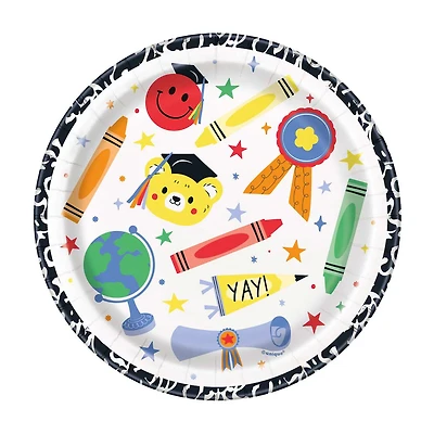 Graduation Fun Disposable Round Plates, 7 in