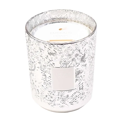 Emerald Coast Silver Metallic Glass Candle, 36 oz