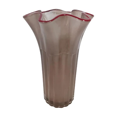 Purple Vase with Wavy Edge, 10 in