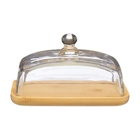 Bamboo & Glass Butter Dish