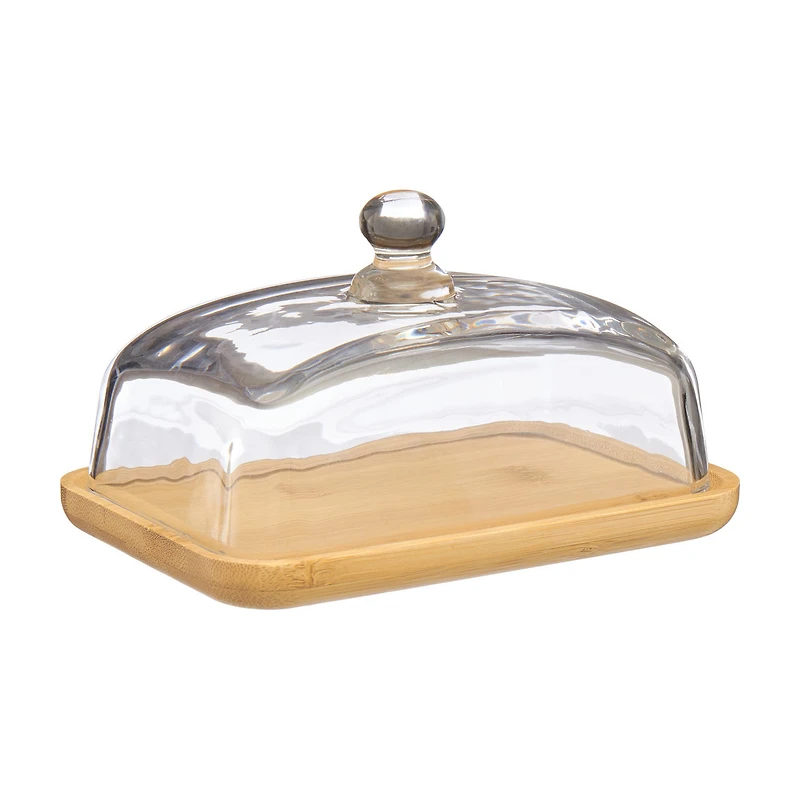 Bamboo & Glass Butter Dish