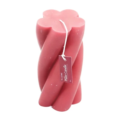 Unscented Swirl Pillar Candle, 6 in, Red