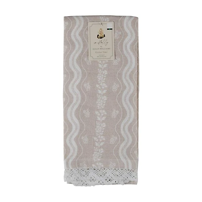 Holly Williams Tan Lace-Trimmed Kitchen Towel