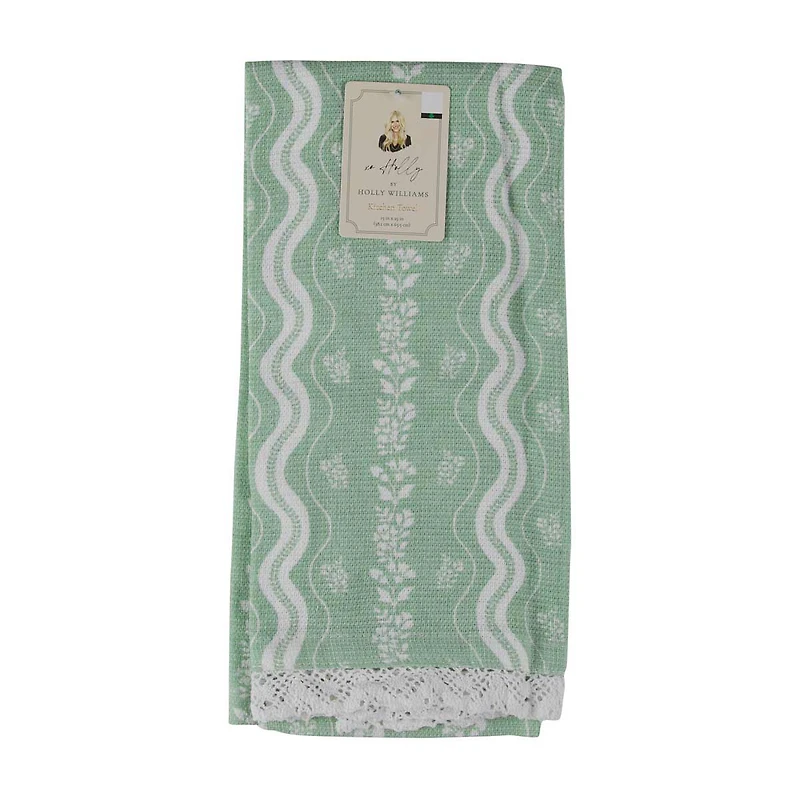 Holly Williams Green Lace-Trimmed Kitchen Towel