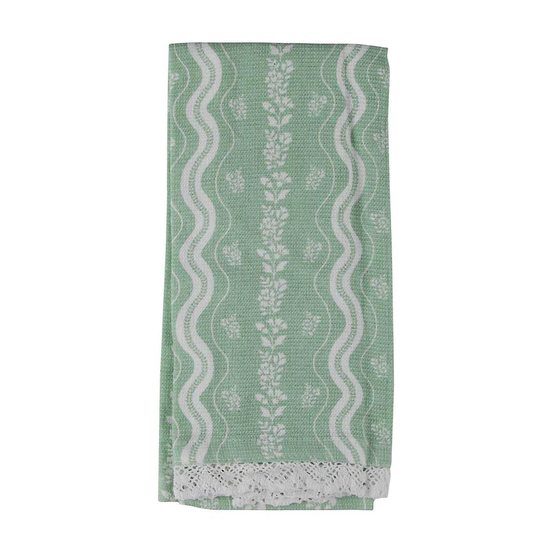 Holly Williams Green Lace-Trimmed Kitchen Towel