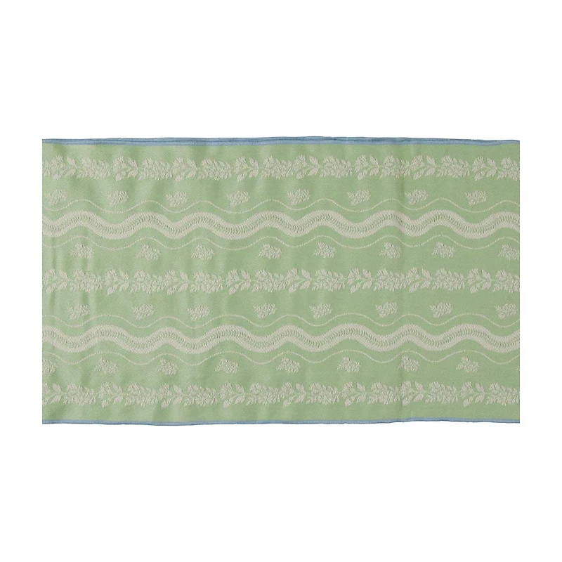 Holly Williams Green Fabric Table Runner with Piping