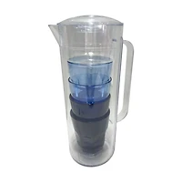Plastic Pitcher With Cups, 5 pc, 64 oz