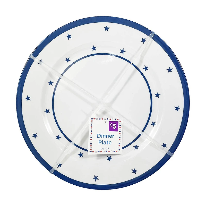 Blue Stars Melamine Dinner Plate, 10.5 in, 4 ct
