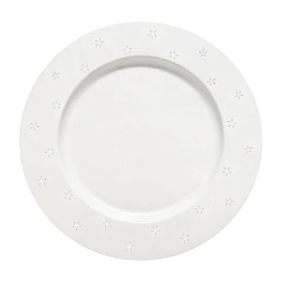 White Star-Printed Metal Charger